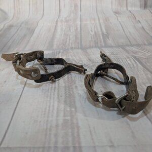 Vintage Western Cowboy Spurs & Leather Straps with Star Rowels